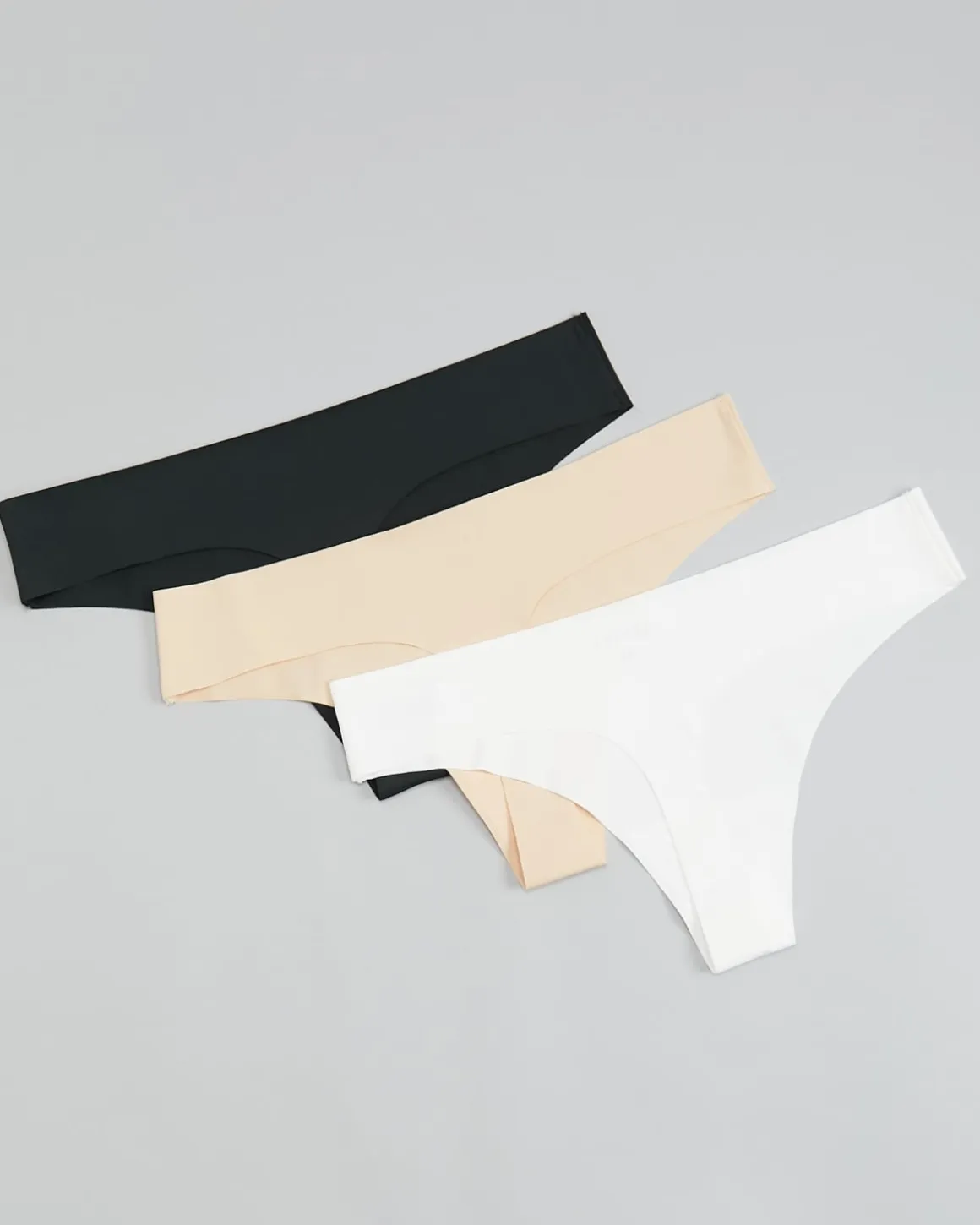 3-pack Invisible Thong Black/White/Sand