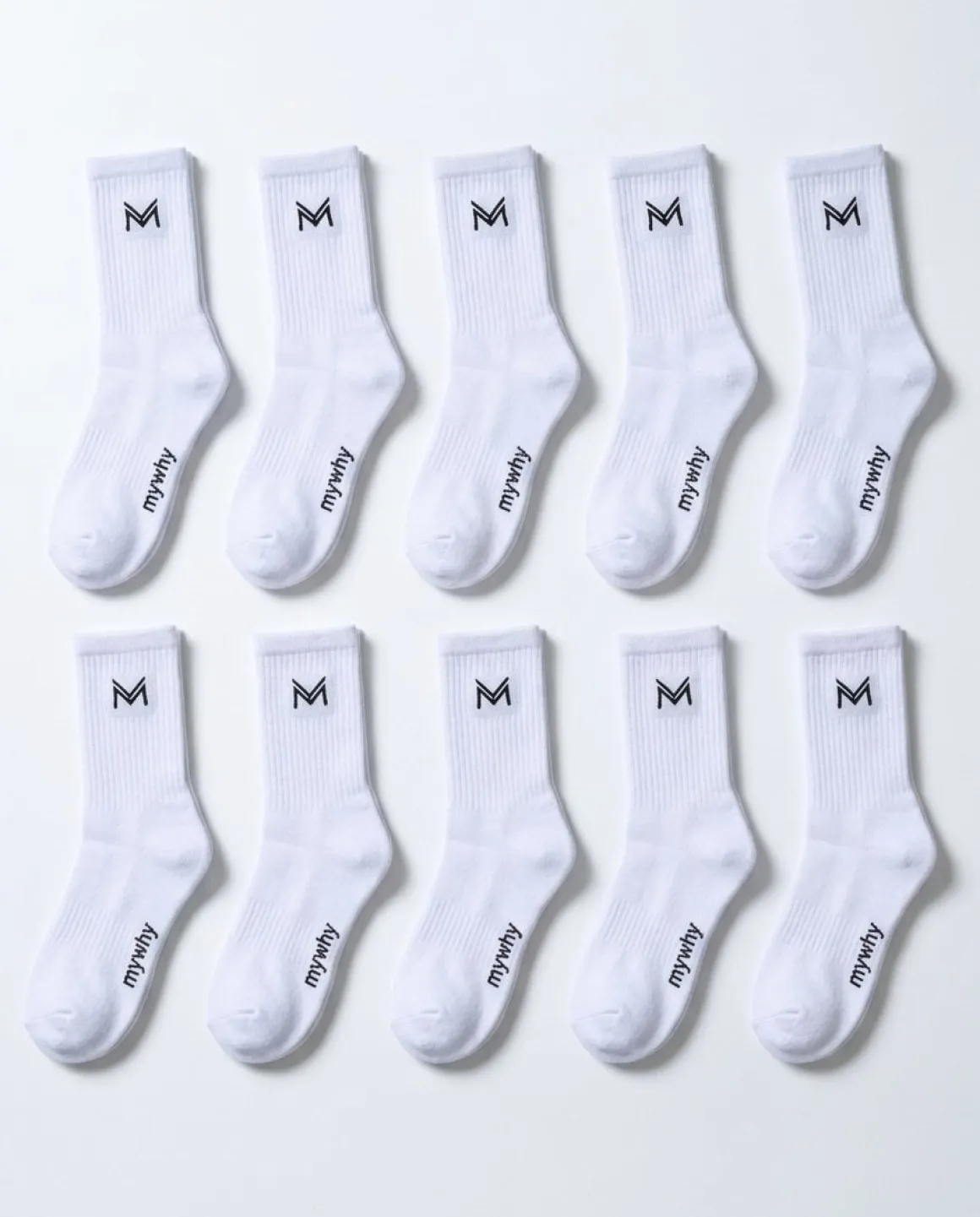 10-PACK mywhy Crew Socks White Unisex