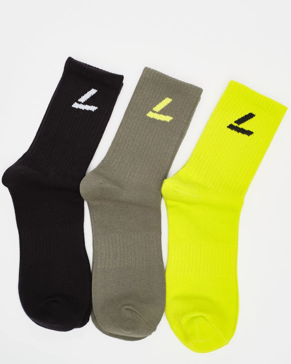 3-pack Sport Sock Black/Green/Yellow