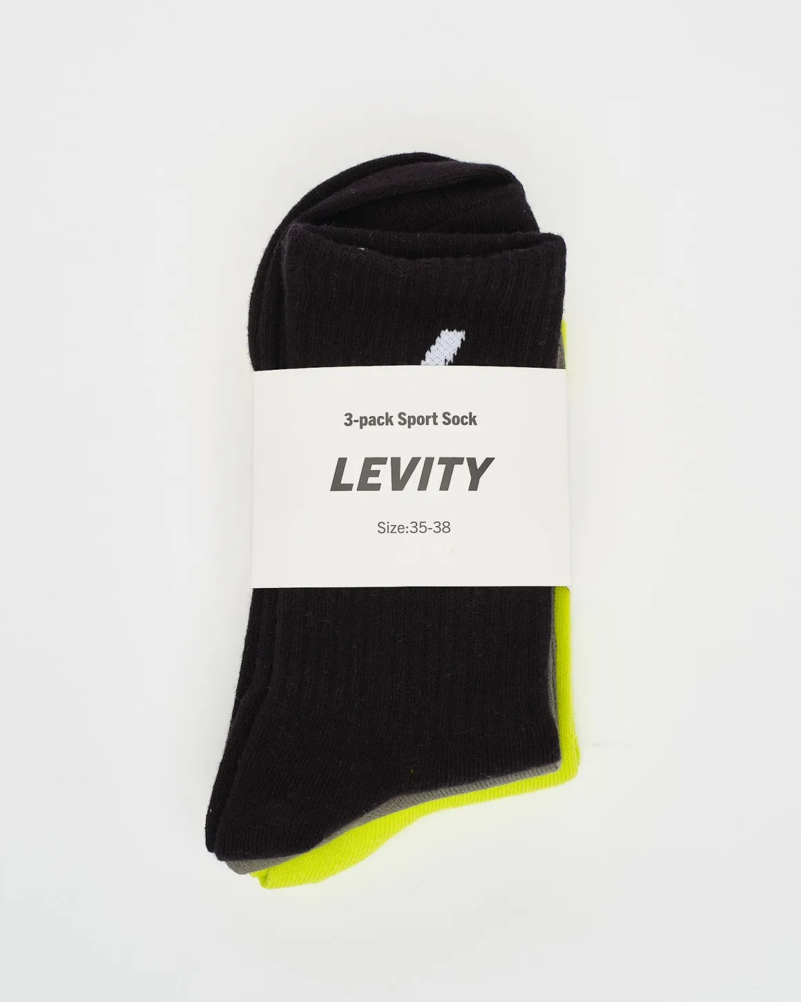 3-pack Sport Sock Black/Green/Yellow