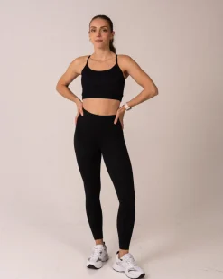Perfect Rib Bra + Air Legging Cropped Black SET