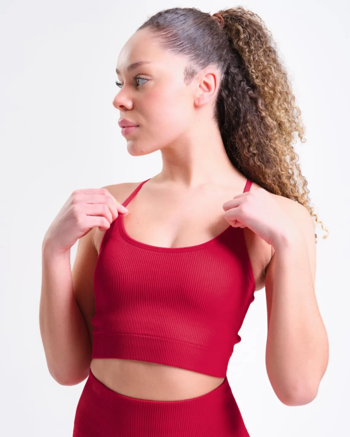 Perfect Rib Bra + Perfect Rib Tights Red Chili SET