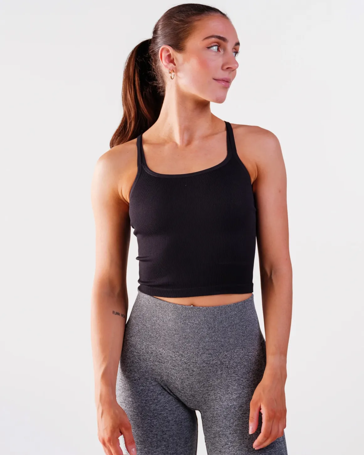 Perfect Rib Croptop Black & Beam Tights Black SETT