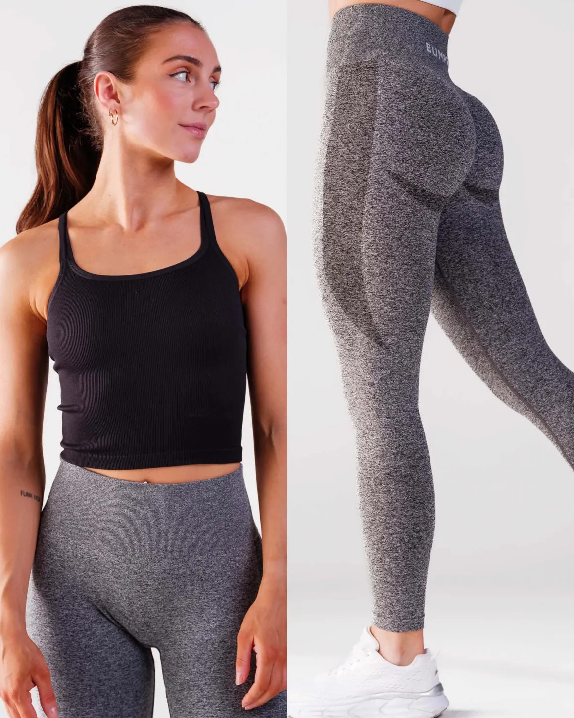 Perfect Rib Croptop Black & Beam Tights Black SETT