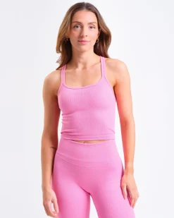 Perfect Rib Crop Top + Perfect Rib Scrunchie Tights Pink Bubblegum SET