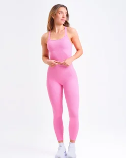 Perfect Rib Crop Top + Perfect Rib Scrunchie Tights Pink Bubblegum SET