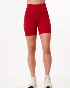 Perfect Rib Crop Top + Scrunchie Shorts Red Salsa SET