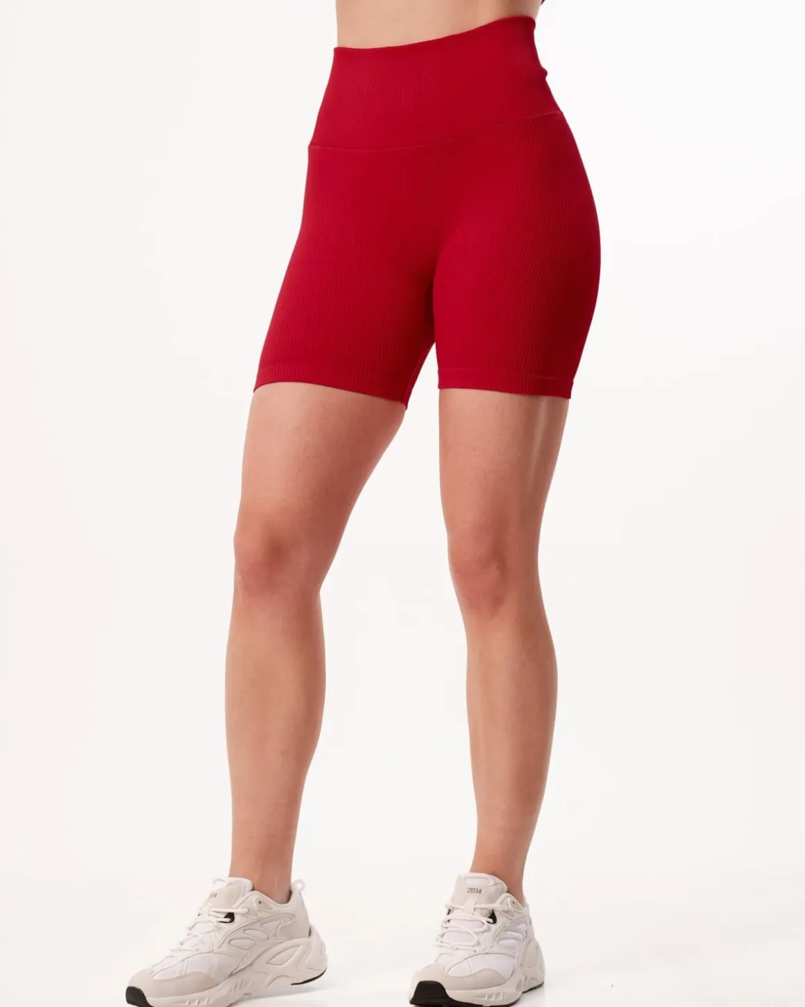 Perfect Rib Crop Top + Scrunchie Shorts Red Salsa SET