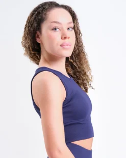 Perfect Rib Racer Tank Blue Navy