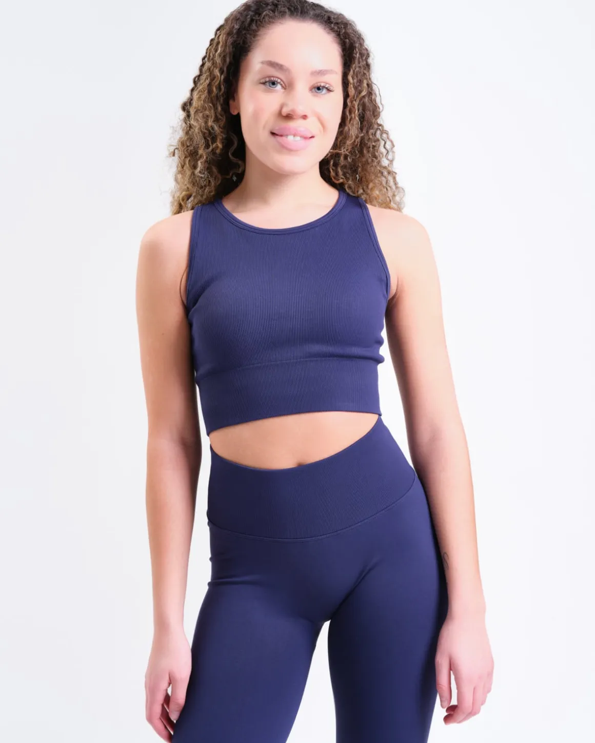 Perfect Rib Racer Tank Blue Navy