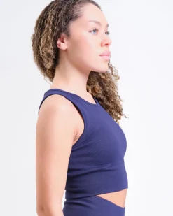 Perfect Rib Racer Tank Blue Navy