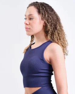 Perfect Rib Racer Tank Blue Navy