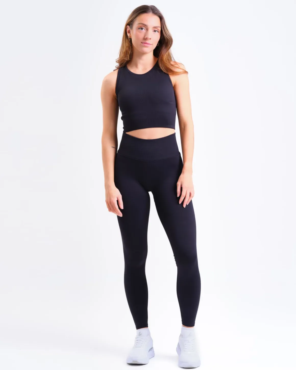 Perfect Rib Racer Tank + Contour Seamless Tights Black SETT
