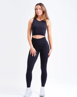 Perfect Rib Racer Tank + Contour Seamless Tights Black SETT