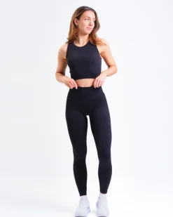 Perfect Rib Racer Tank + Contour Seamless Tights Black SETT