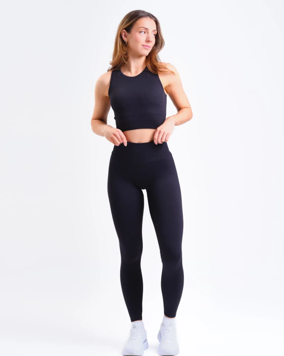 Perfect Rib Racer Tank + Contour Seamless Tights Black SETT