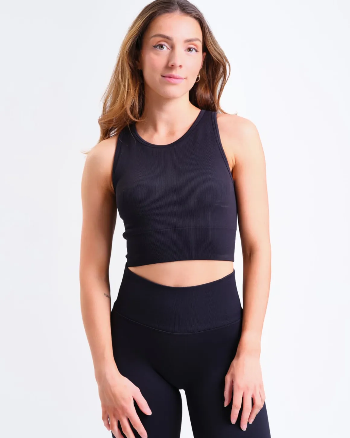 Perfect Rib Racer Tank + Contour Seamless Tights Black SETT