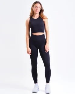 Perfect Rib Racer Tank + Contour Seamless Tights Black SET