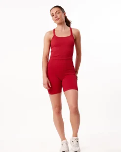 Perfect Rib Scrunchie Shorts 5″ Red Salsa