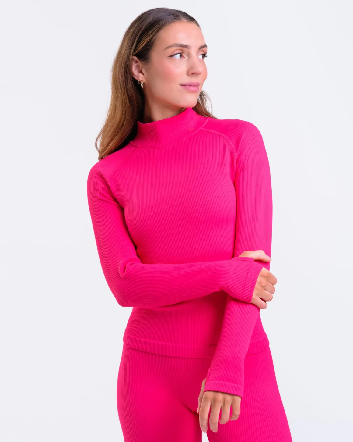 Perfect Rib Sweatshirt Turtleneck Pink Rasberry