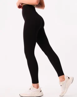 Perfect Wide Rib Scrunch Tights Black 2-PACK