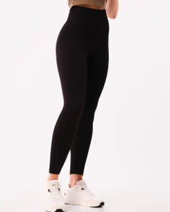 Perfect Wide Rib Scrunch Tights Black+Beige 2-PACK