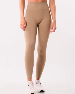 Perfect Wide Rib Scrunch Tights Beige Dune 2-PACK