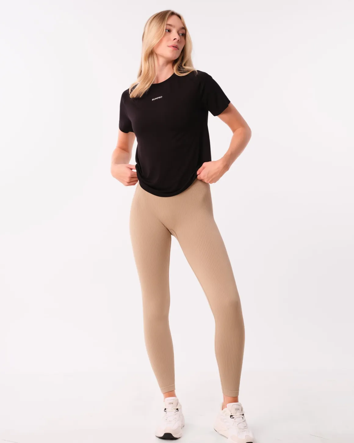 Perfect Wide Rib Scrunch Tights Beige Dune