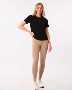 Perfect Wide Rib Scrunch Tights Beige Dune