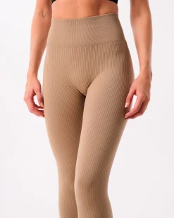 Perfect Wide Rib Scrunch Tights Beige Dune