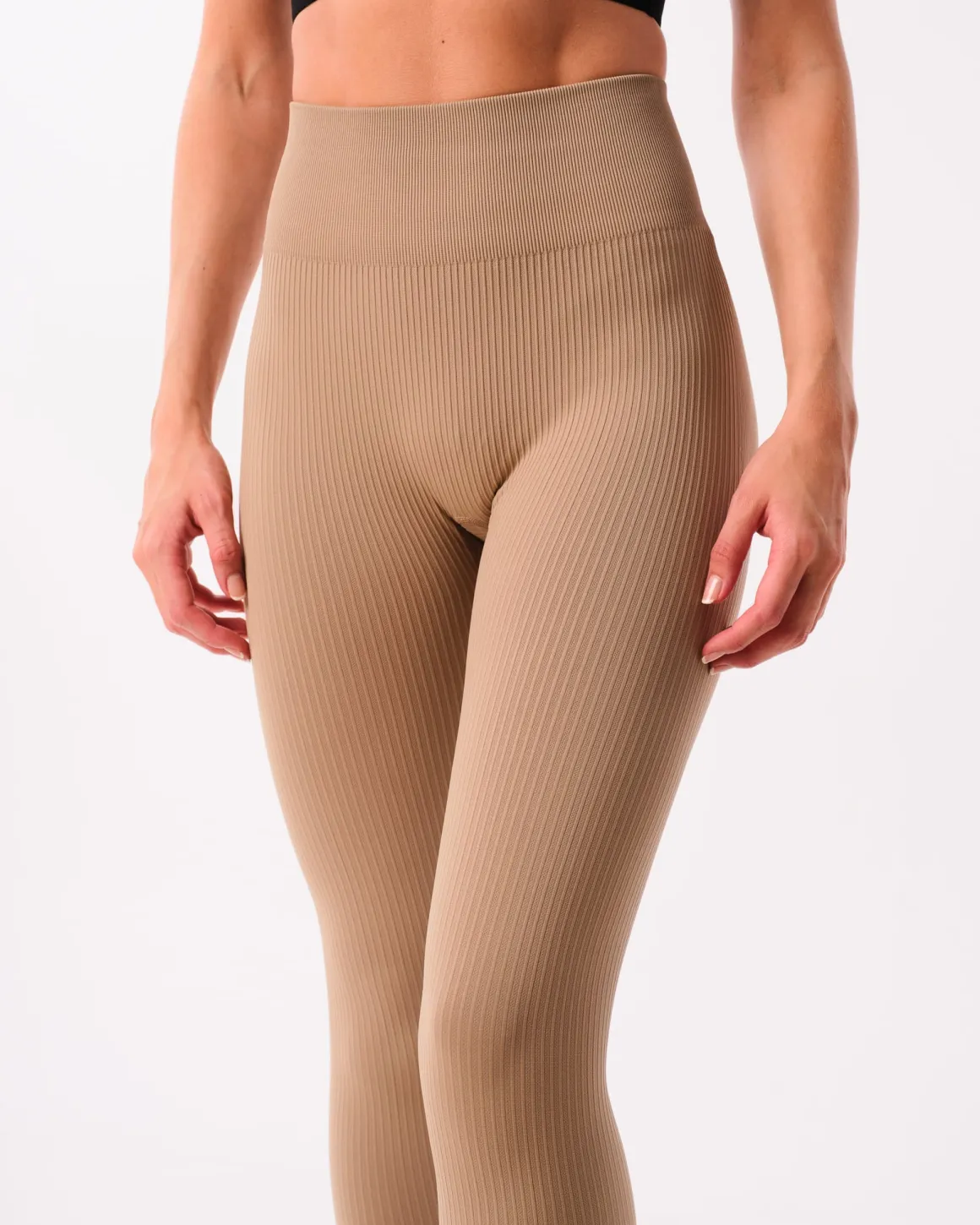 Perfect Wide Rib Scrunch Tights Beige Dune