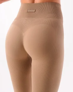 Perfect Wide Rib Scrunch Tights Beige Dune