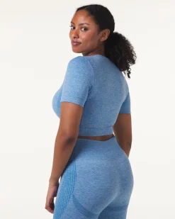 Phase Seamless Crop Tee Blue Breeze Melange