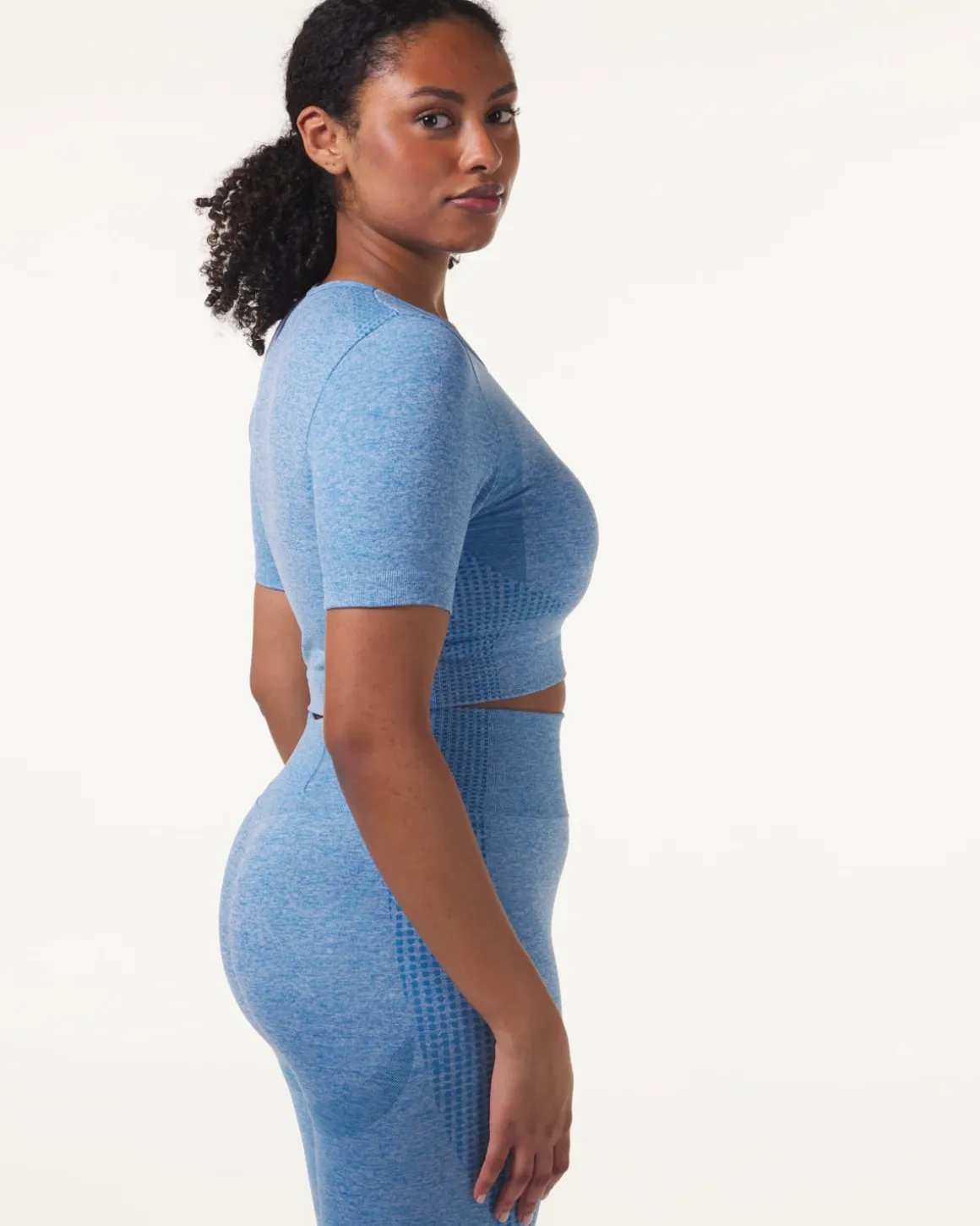 Phase Seamless Crop Tee Blue Breeze Melange