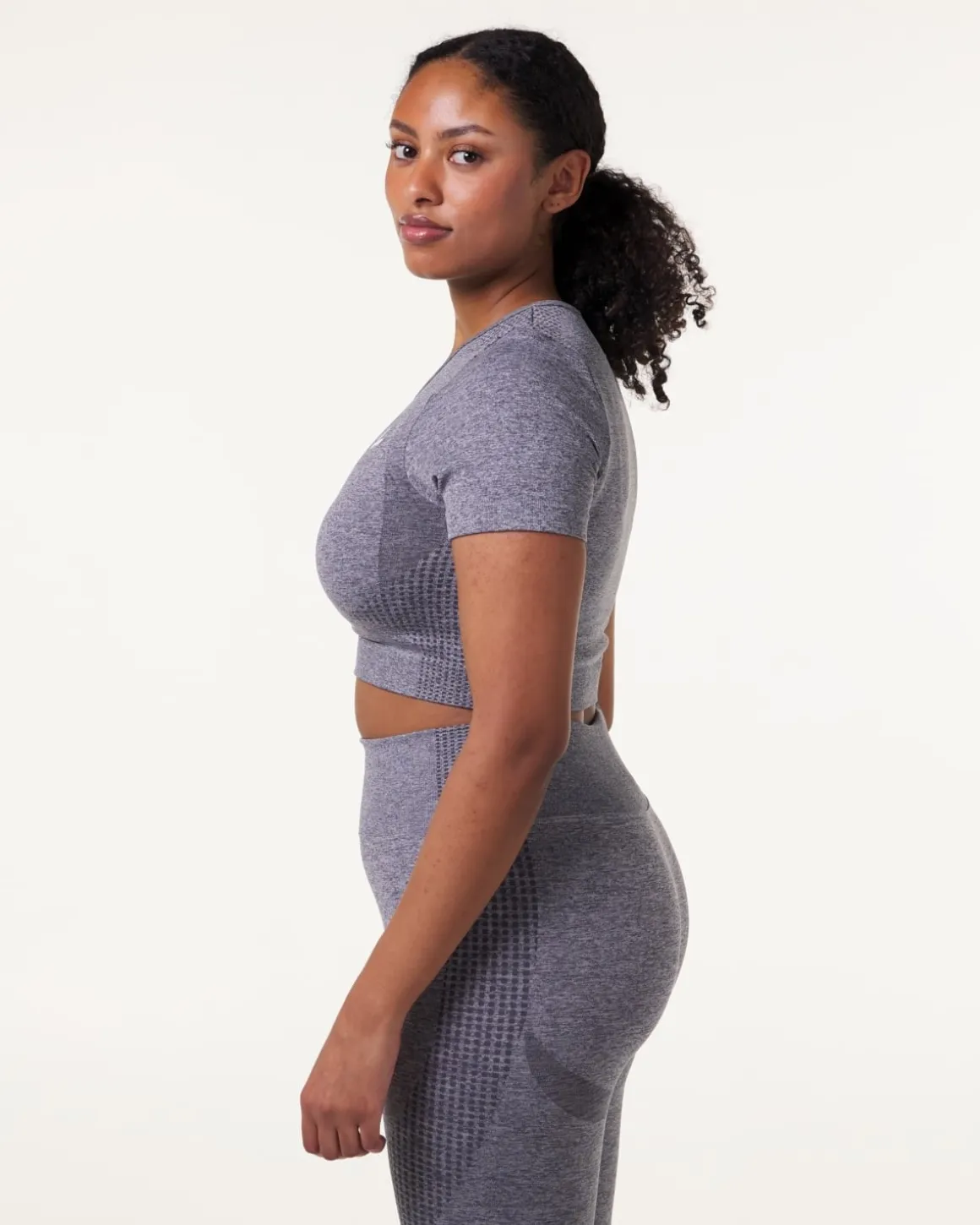Phase Seamless Crop Tee Grey Shark Marl 2-PACK