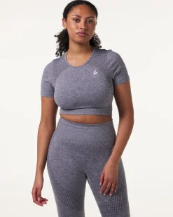 Phase Seamless Crop Tee Grey Shark Marl 2-PACK