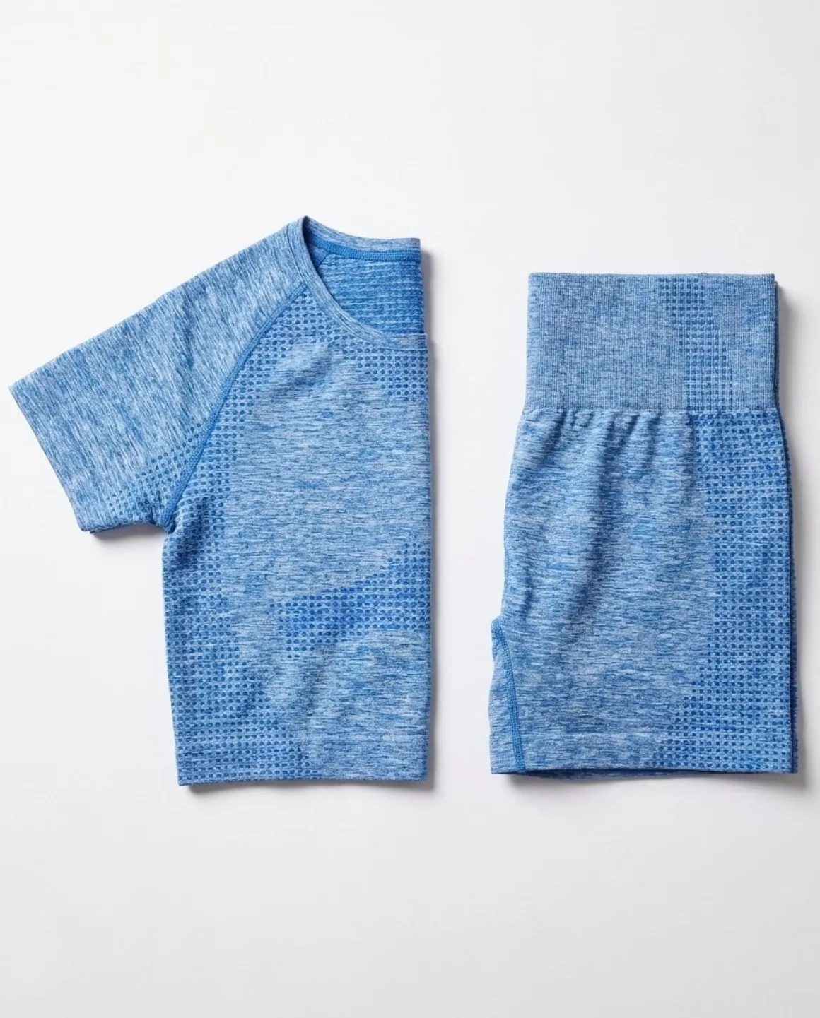 Phase Seamless Crop Tee + Shorts Blue Breeze SET