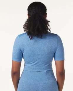 Phase Seamless Crop Tee + Shorts Blue Breeze SET