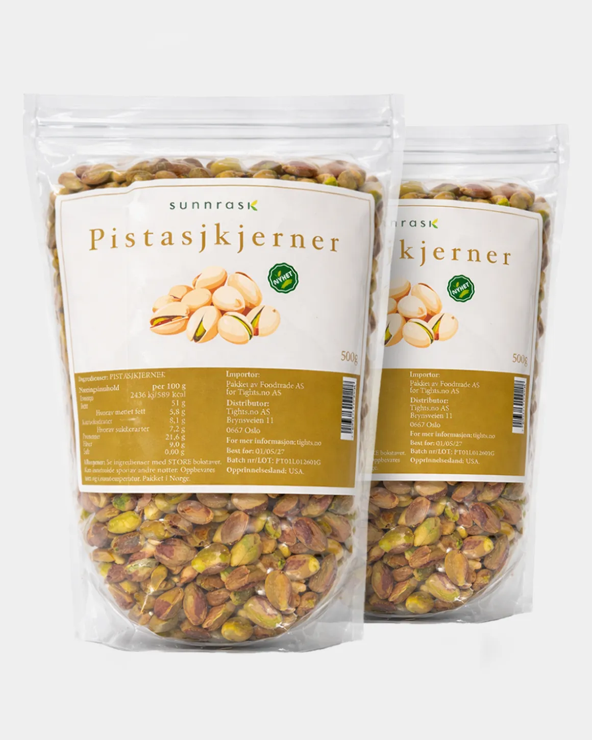 Pistasjkjerner u/ Salt (Kjerner) 2x500g