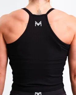 Ribbed Crop Singlet + Mid Rise Tights W Black SET