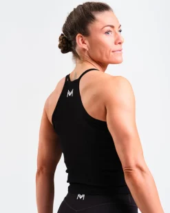 Ribbed Crop Singlet + Mid Rise Tights W Black SET
