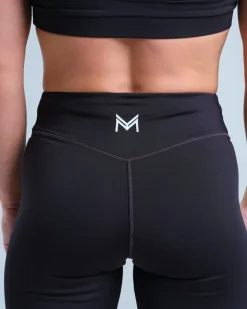 Ribbed Crop Singlet + Mid Rise Tights W Black SET