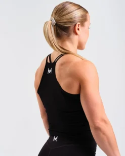 Ribbed Crop Singlet + Mid Rise Tights W Black SET