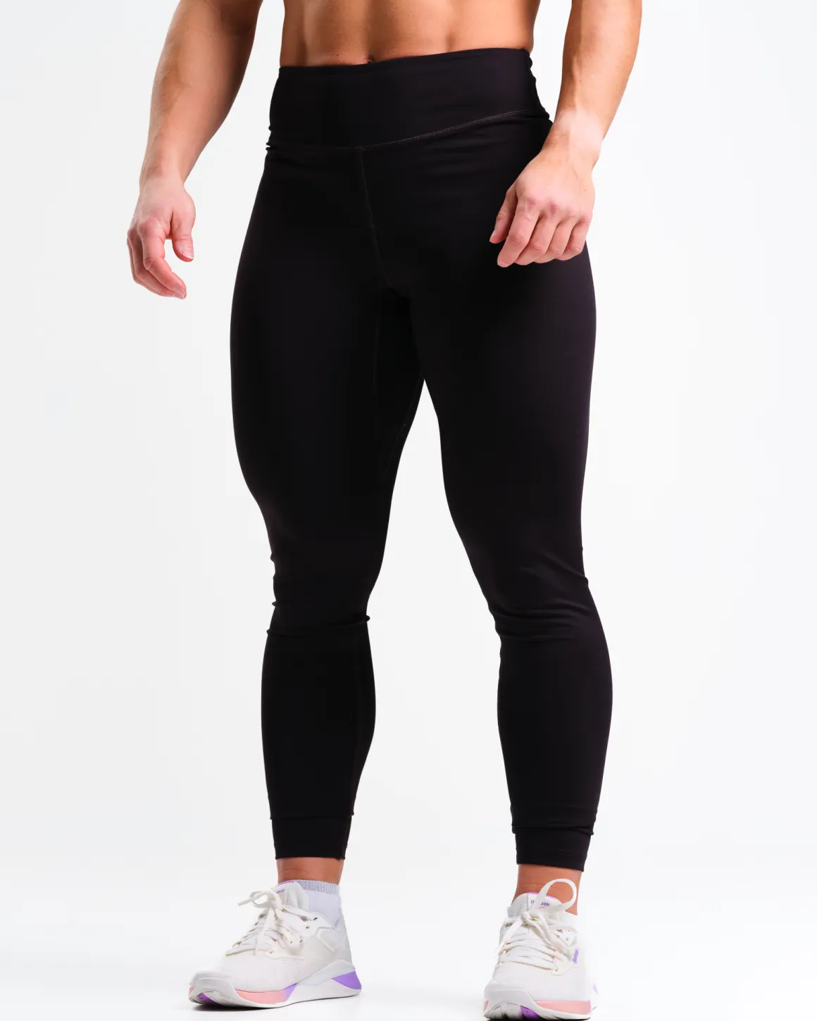 Ribbed Crop Singlet + Mid Rise Tights W Black SET