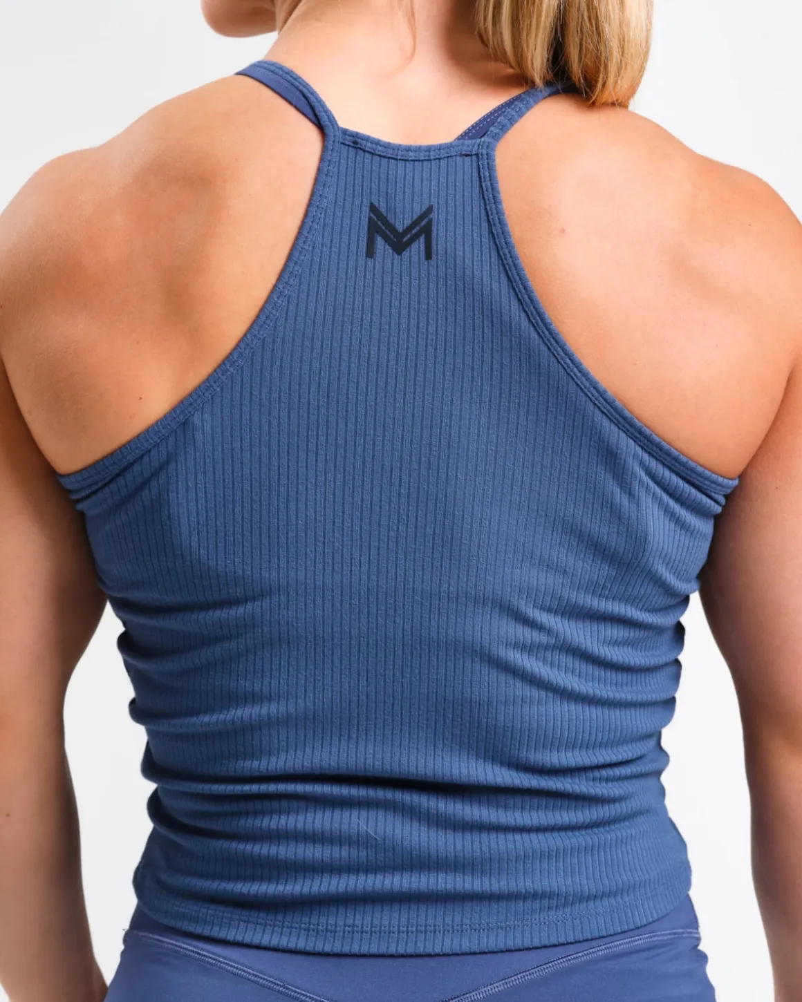 Ribbed Crop Singlet W Stone Blue