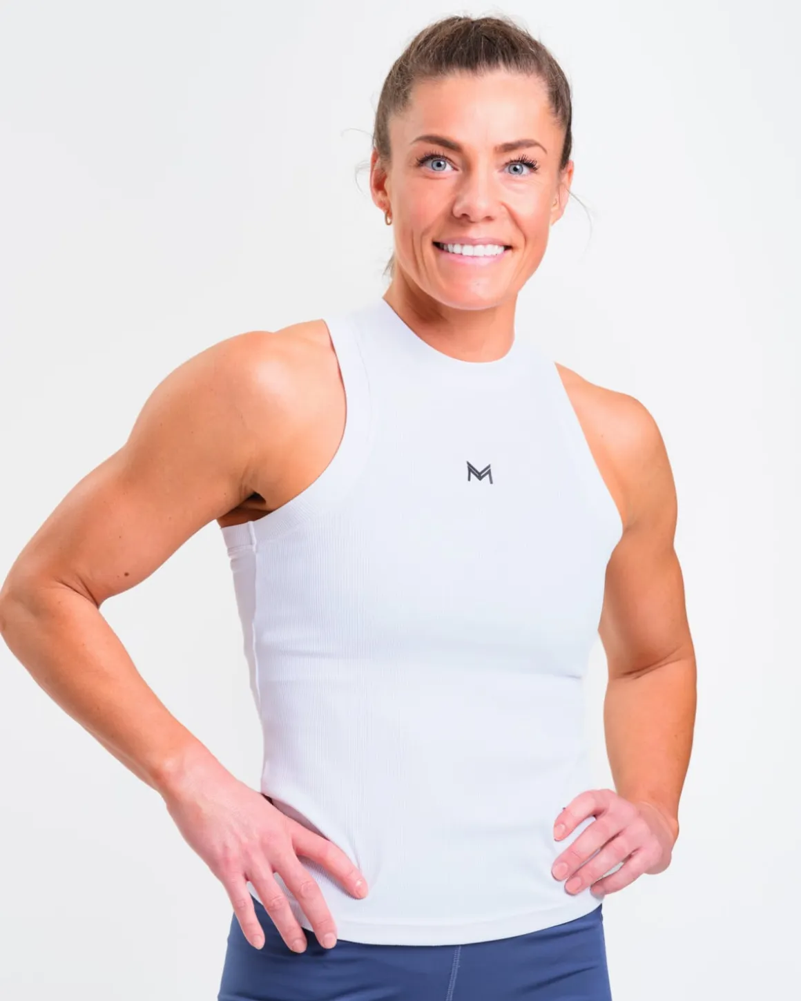 Ribbed Tank Top W White