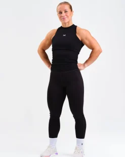 Ribbed Tank Top W White+Black 2-PACK