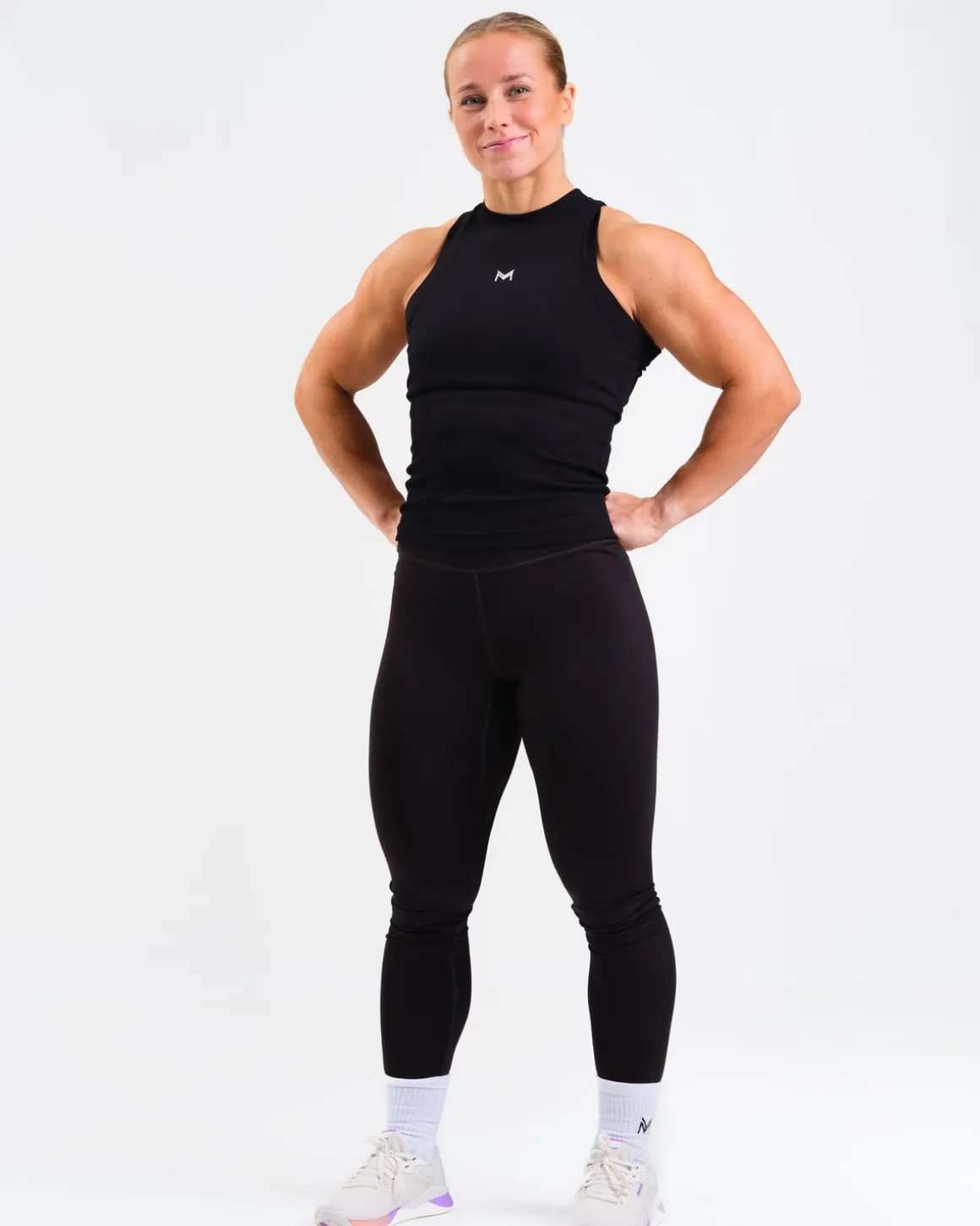 Ribbed Tank Top W White+Black 2-PACK