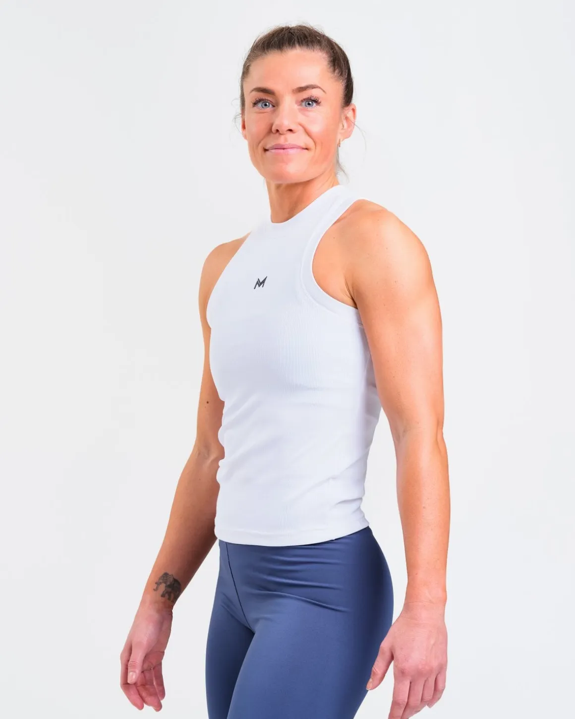 Ribbed Tank Top W White+Black 2-PACK