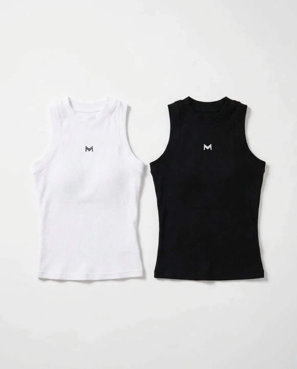 Ribbed Tank Top W White+Black 2-PACK